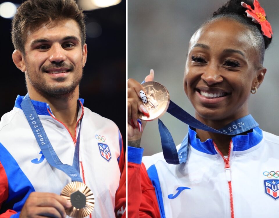 Jasmine Camacho-Quinn y Sebastián Rivera. Bronce para Puerto Rico.